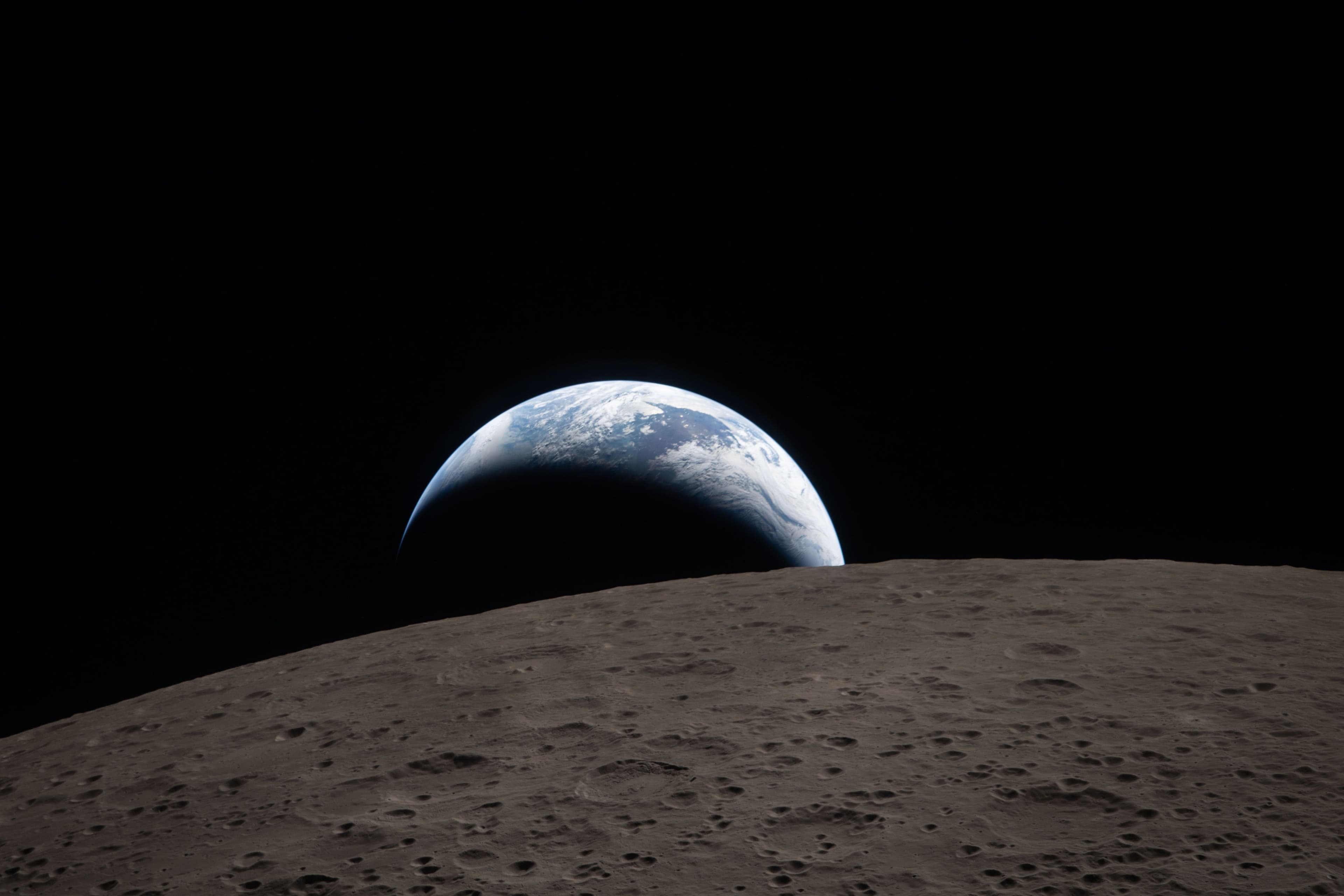 Moon and earth