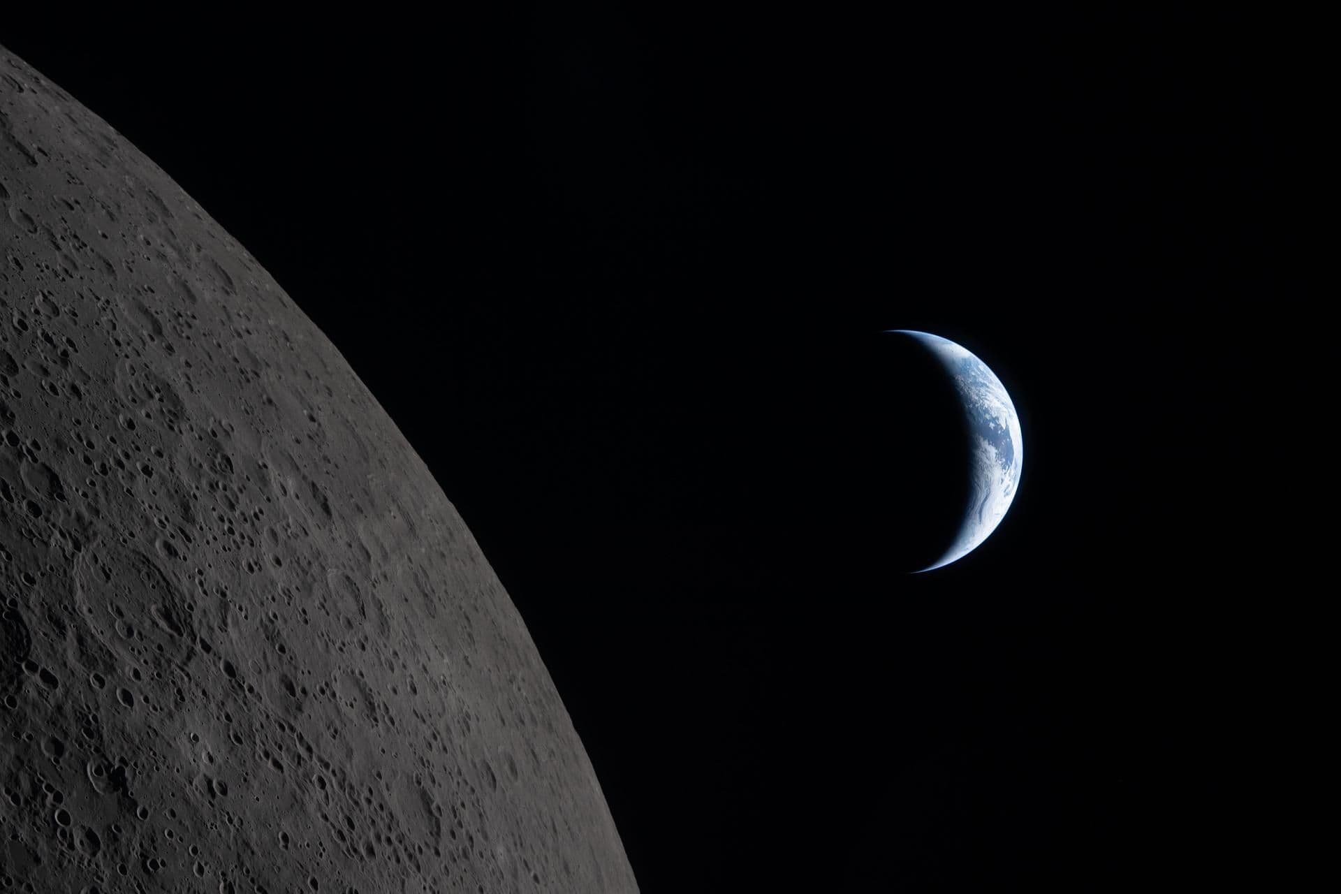 Moon and earth